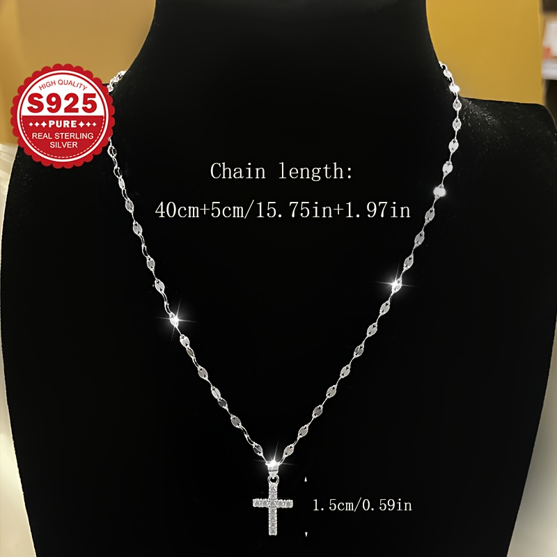 S925 Sterling Silver Cross Lip Necklace