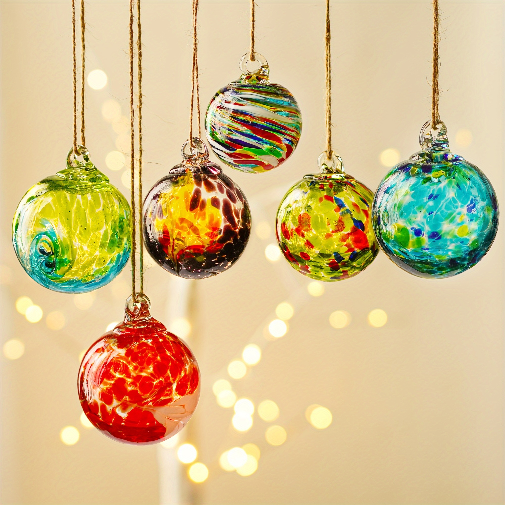 6pcs Exquisite Hand-Blown Glass Ornaments Balls - Suspended Friendship Gazing Balls for Home Window and Outdoor Garden Patio Christmas Decorations_voghion.com