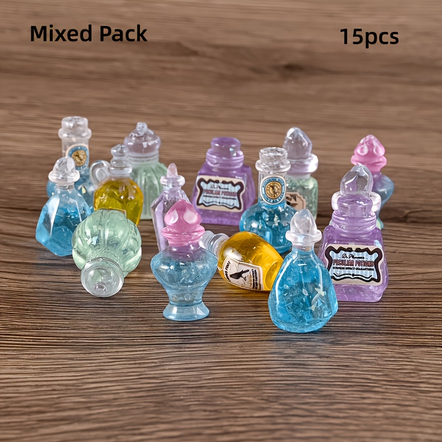 TEMU Lot de 15 miniatures de flacons magiques de styles variés, flacons magiques simulés, accessoires pour maison de poupée 1/6, 1/12, accessoires