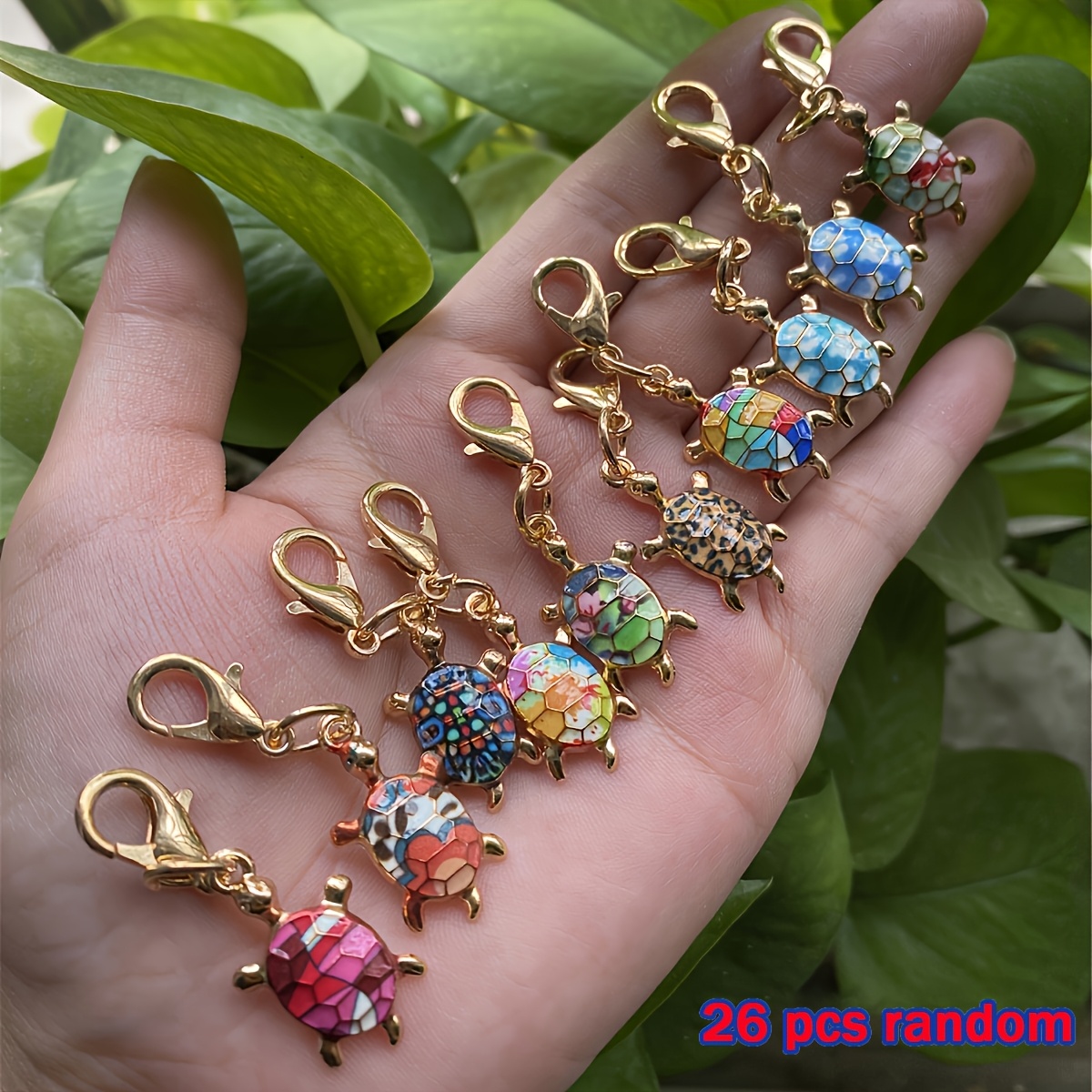 E-shop Geschenk für Sie/Ihn 26-teiliges Schildkröten-Schlüsselanhänger-Set, zufällig gemischte Farben, niedlich stilvoll, verschiedene Stile, geeignet