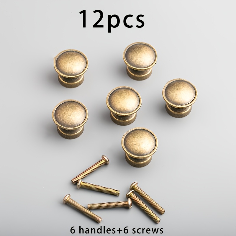 Image of 6/12pcs Alloy Round Cabinet Pulls With Screws, Polished Finish, Vintage Style, Suitable For Kitchen Cabinets And Wardrobes, With Included Hardware