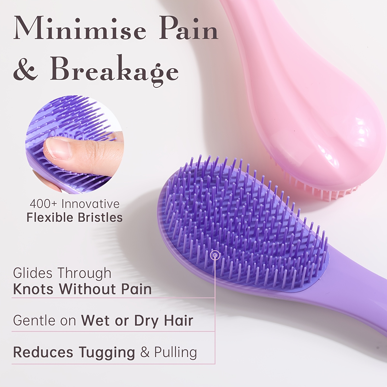 Detangling Hair Brush with Soft Flexible Bristles