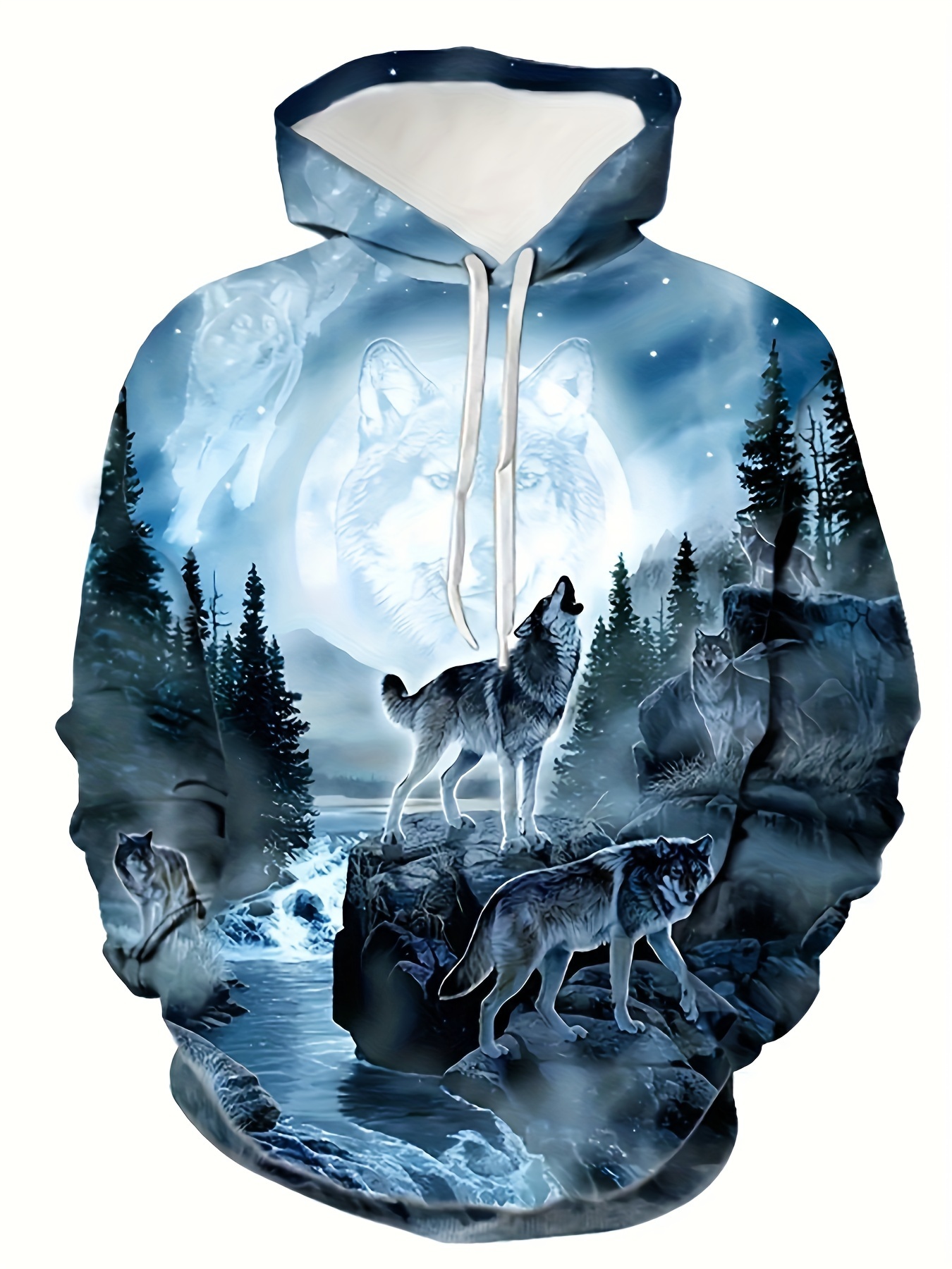 3d Wild Wolf Print Hoodie Cool Hoodies Men Men s Casual Temu