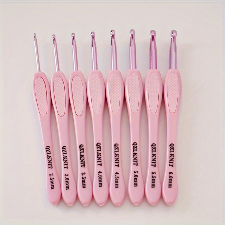 

Crochet Hook Set, 8-piece Plastic Knitting Needles, Pink Handle, Crafting Tools, Abs Material, Opp Bag Packaged