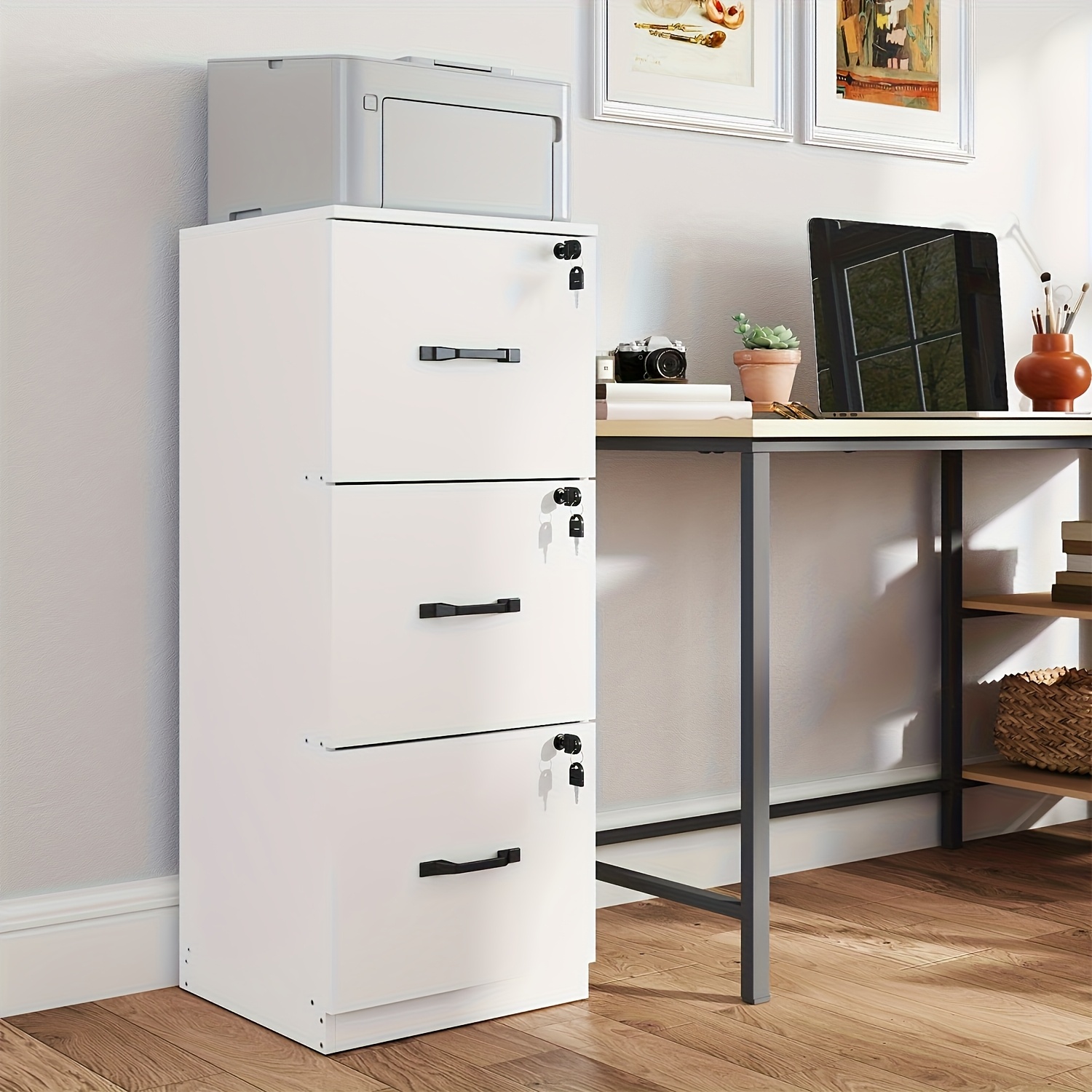 DEVAISE 3 Drawer Mobile File Cabinet Under Desk Office, Fully Assembled Except Casters Letter Legal Size Black