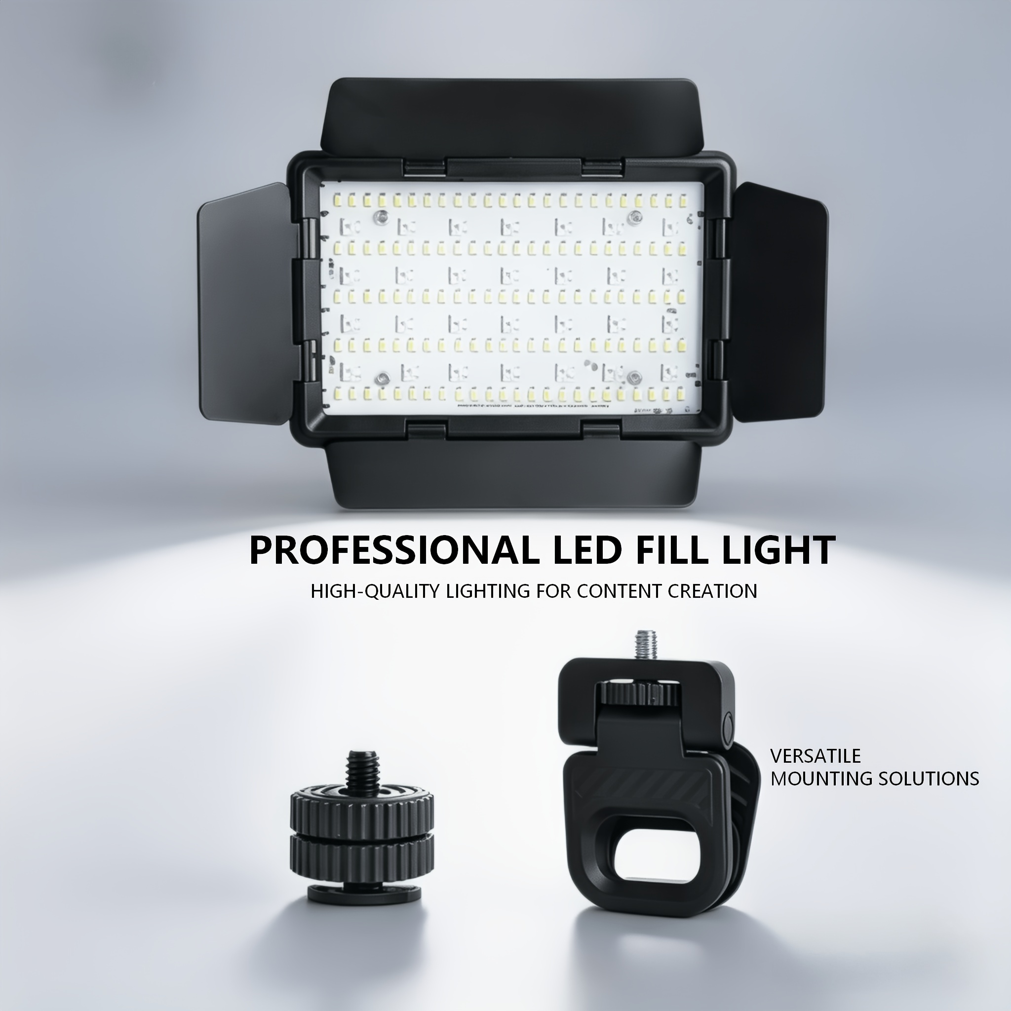 TEMU Panneau LED Vidéo avec Portes de , Lampe de Caméra Rechargeable 2000Mah, Lumière Photo pour Photographie Extérieure Intérieure Streaming en