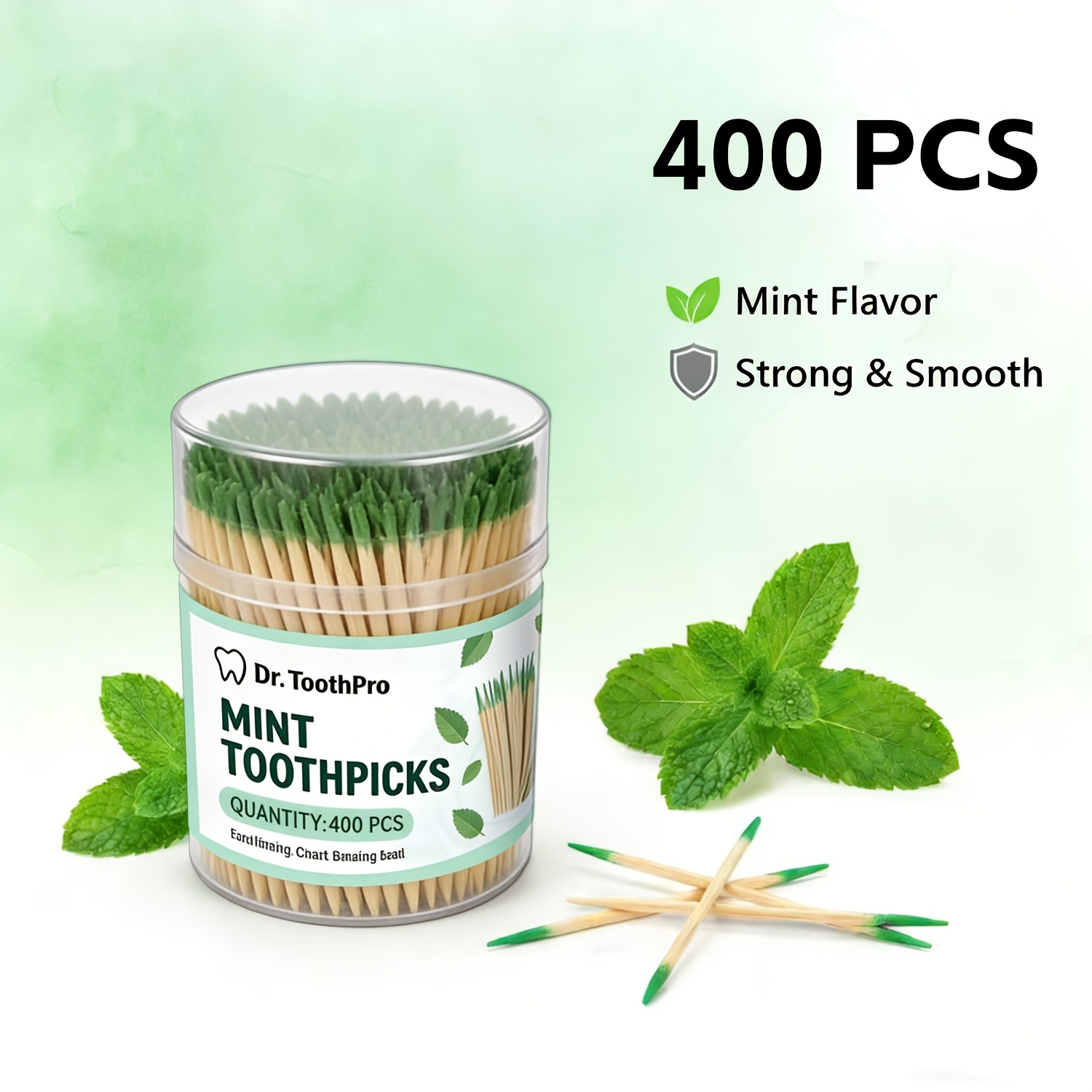 Image of 400/1600pcs Mint Flavored Toothpicks, Natural Bamboo Oral Care Sticks, Strong Smooth Disposable Teeth Cleaning Picks For Travel