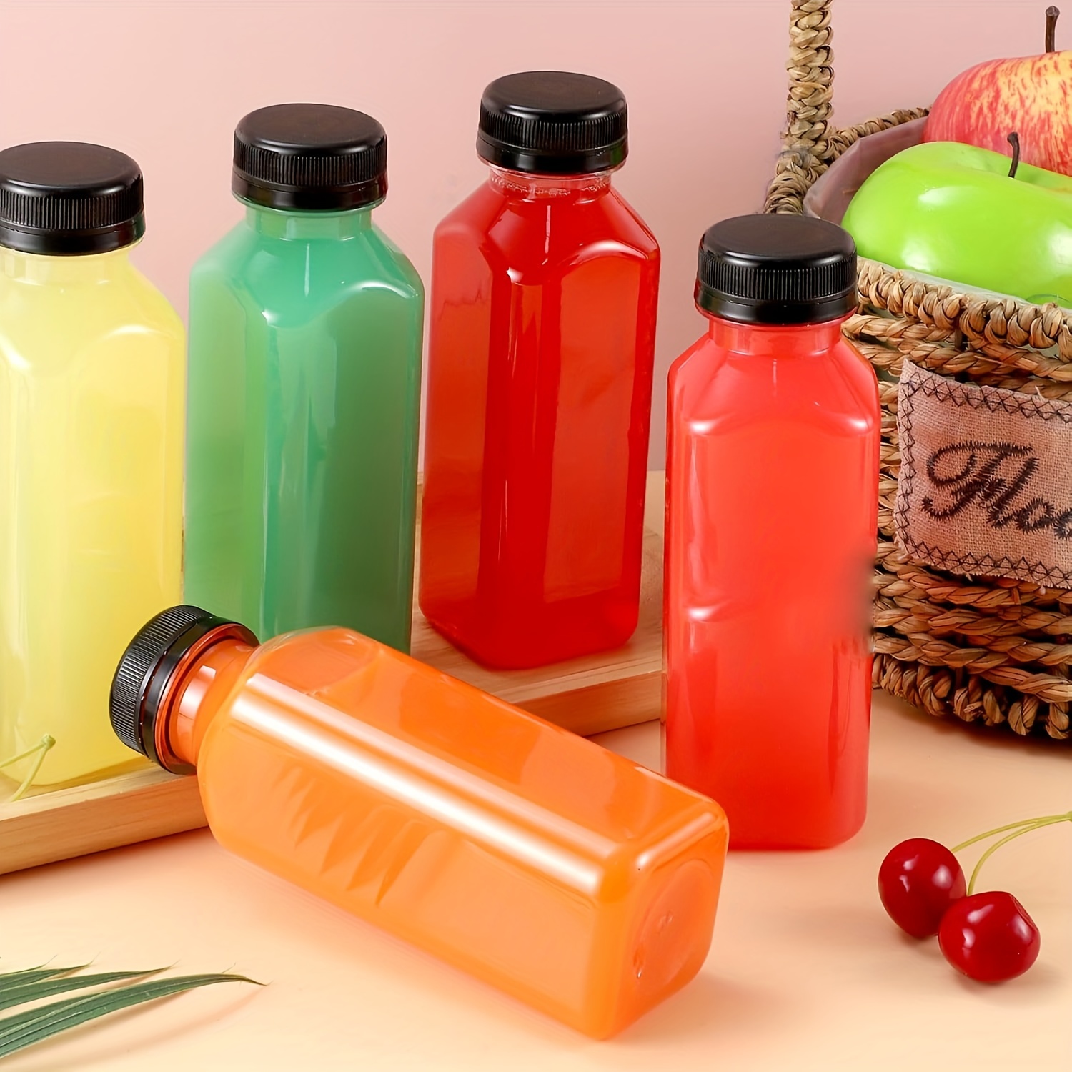 STARSIDE 16 Oz Glass Juice Bottles With Lids 12 Pack