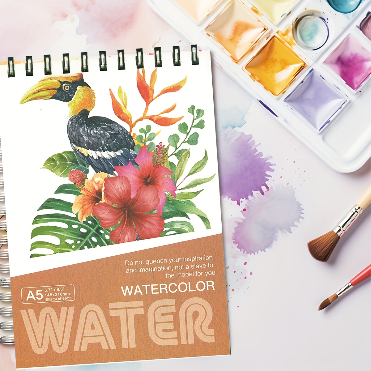 A5 Watercolor Paper Pad with Spiral Binding, Thick Pages