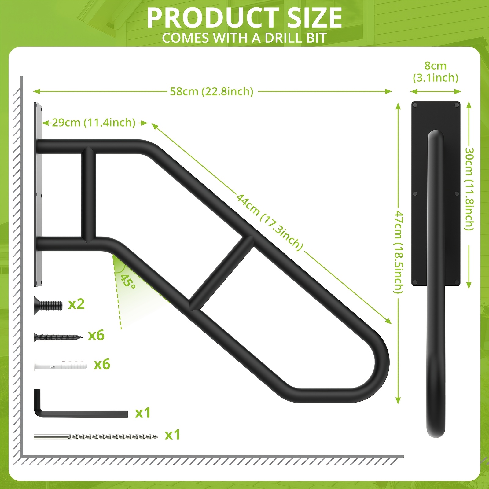 1pc Of Stair Handrail, Bathtub Handle Bedside Handrail Handle, Stable Stair Handrail Designed For External Stairs, Suitable For Elderly People To Use Stairs Handrail, Drilled Hole , U-shaped