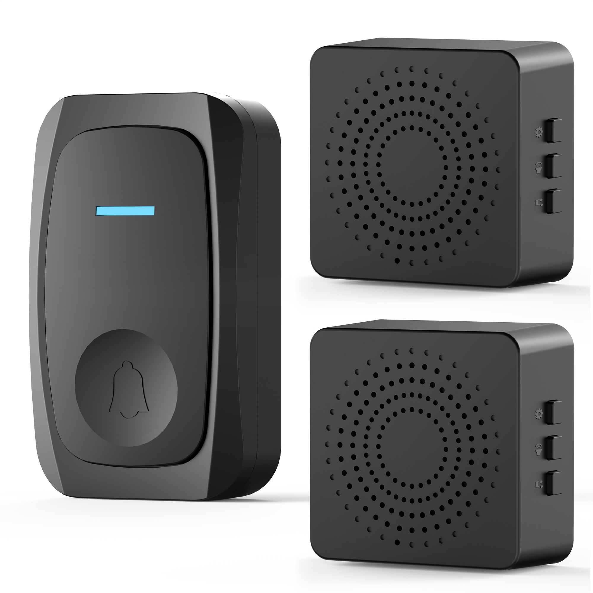 Image of 1 Set Black Multi-combination Doorbell, Suitable For Large Houses, Easier To Visitor', And Can Set Different Sounds To Visitor's Location, Transmitter Adhesive And Screw Fixed