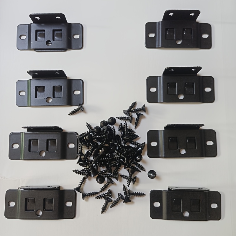 16pcs Metal Fixing Clip 2-in-1 Insert, Furniture Shelf L-shaped 90-degree Connector, Thickened Bracket Home Hardware, Tools Required