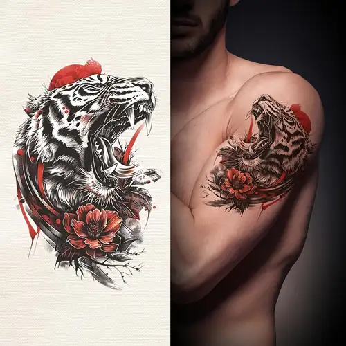 ARYU 8 Adesivi Per Tatuaggi A Colori Con Farfalla, Fiore Di Pruno, Drago E Fenice - Foto 9