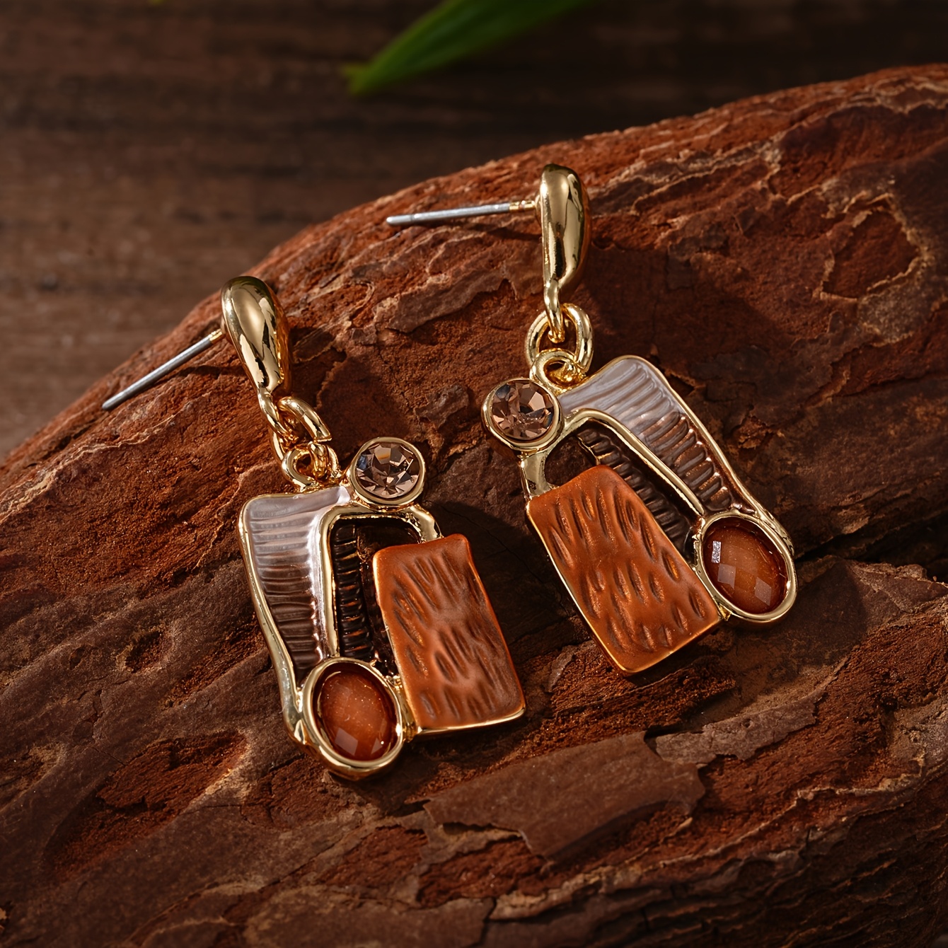 TEMU Boucles d'oreilles géométriques émaillées carrées pour femmes, pendantes, bijoux bohèmes en de pour femmes tendance, bijoux de mariée pour des ,