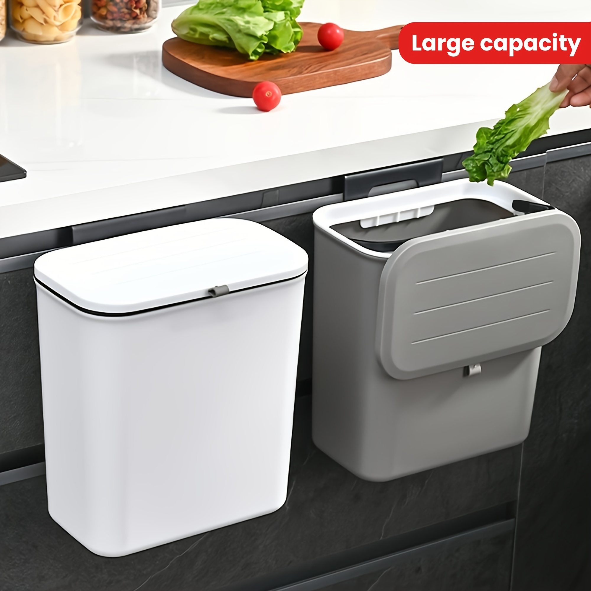 bote basura cocina montaje en pared gran capacidad gancho Temu