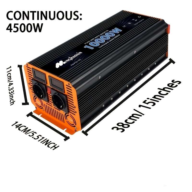 Image of 10000w/45000w () Pure Sine Inverter 12v To 220v/230v Ac Power Converter With Usb Interface, Aluminum Alloy Material, For Home, Rv, Truck, Off-grid Solar Power