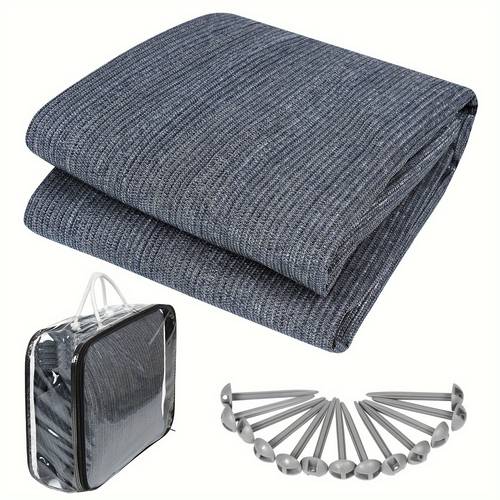 awning carpet non slip camping rug outdoor sizes tent flooring for motorhome with carry bag fixing holes and pegs grey blue