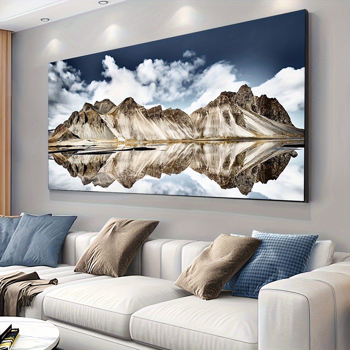 Canvas Wall Art Print Oil Painting - Reflective Lake And Mountain Scene ...