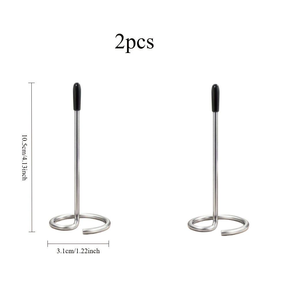TEMU 2pcs Stainless Steel Ticket Holder Set, Metal Receipt Spike With Spiral Base + Black Non-slip Rubber Tip For Office Desk Paper Organizer