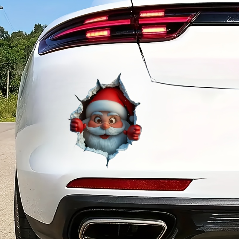 

3d Santa Claus Breaking Wall Sticker For Cars, Luggage, Doors, Windows, Walls, Laptops, Yachts, Scooters, Trucks - Vinyl, Self-adhesive, Ideal For Home And Holiday Decor, Christmas, Skateboards