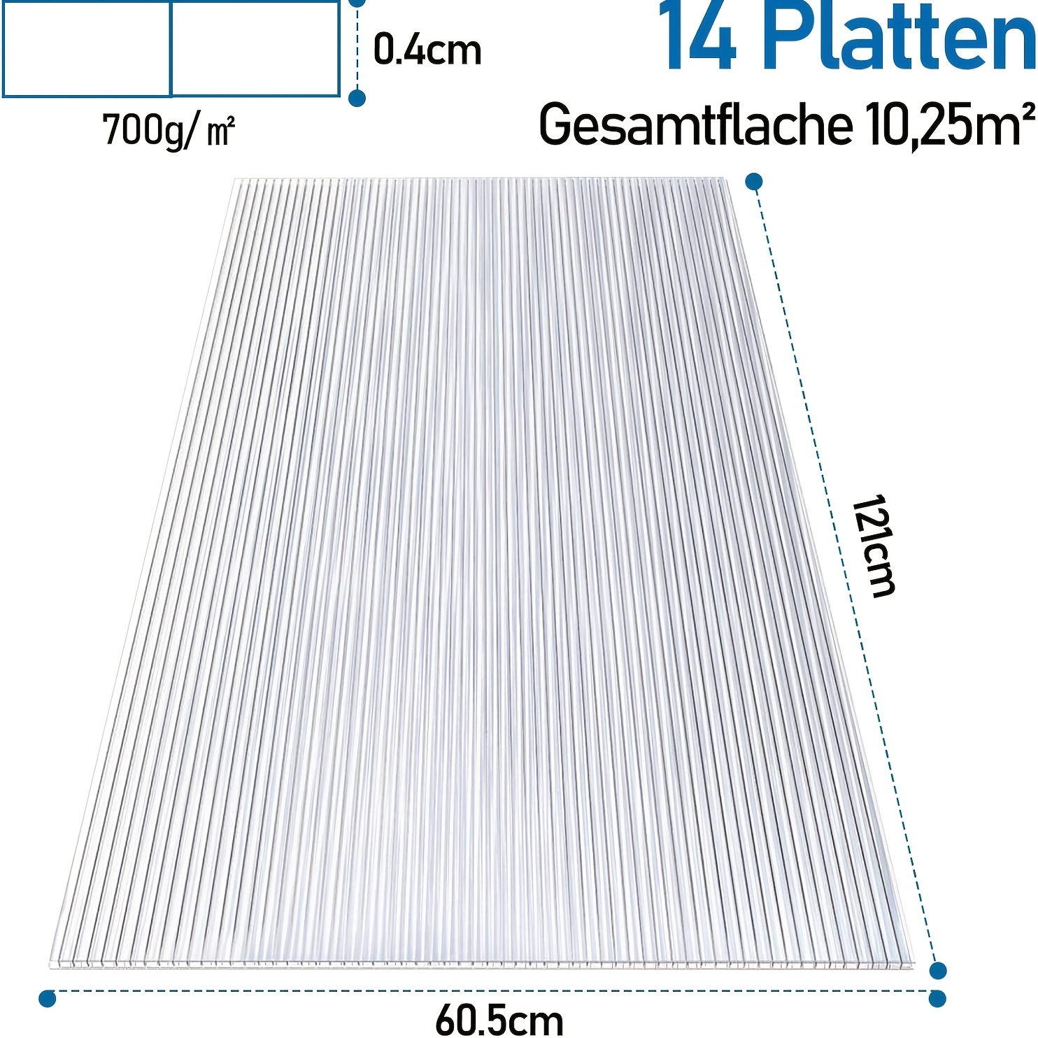 14/28 Pack Greenhouse Panels, Twin-wall Sheets For Greenhouse And Garden Greenhouse Replacement, Thickness: 4mm, Cuttable, Uv Resistant, 60.5x121 Cm, Hollow Polycarbonate Twin-wall Sheets