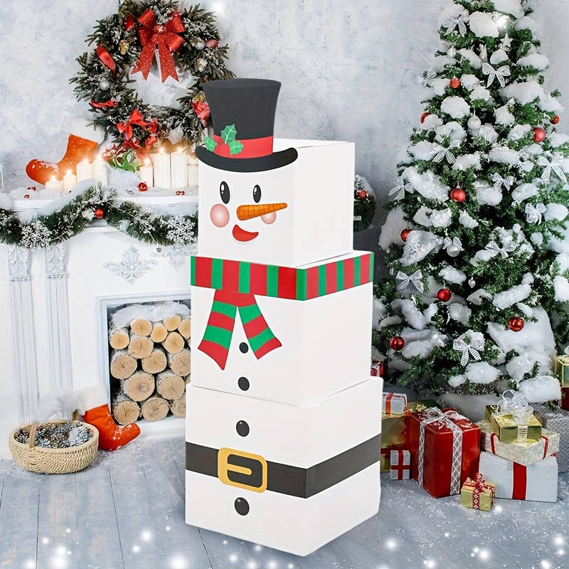 

3pcs Large Snowman Christmas Gift Boxes - Holiday Decor & Party Supplies