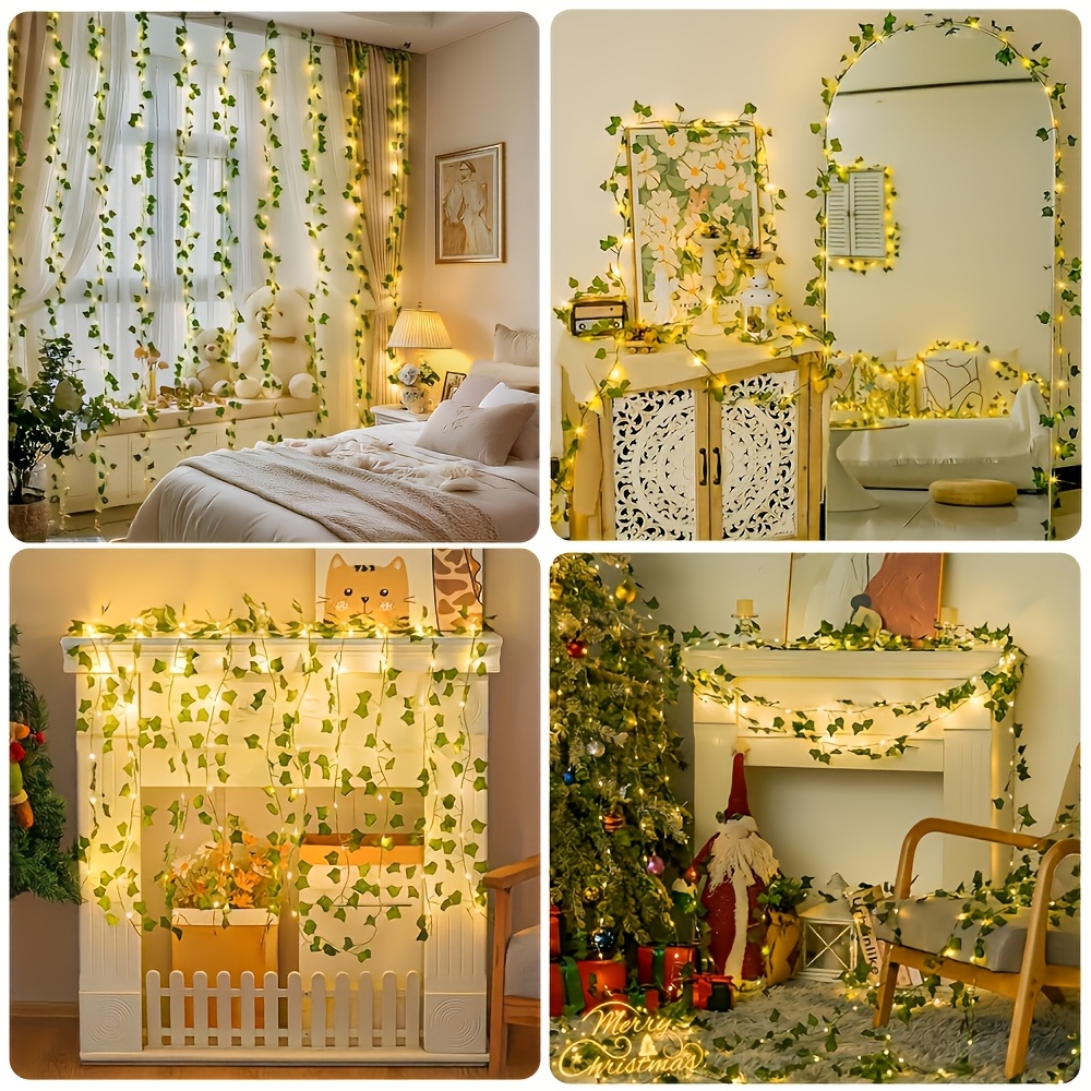 2m/6.56ft künstliche efeu lichterkette 20 led weinreben