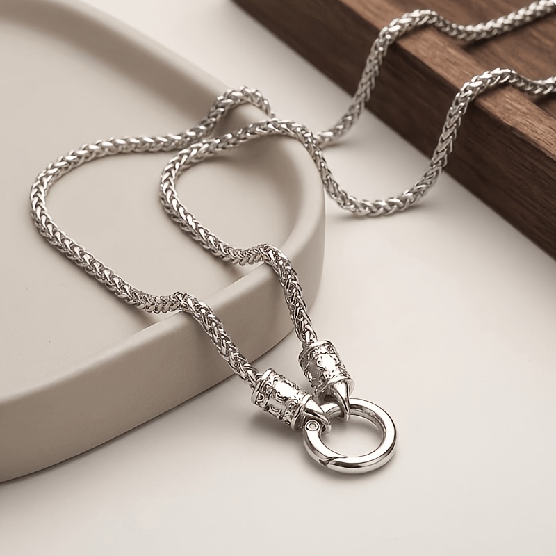 TEMU 1pc Dragon Bone Necklace - Men Women High Quality Stainless Steel Double Ring Round Clasp Fashion Jewelry Gift