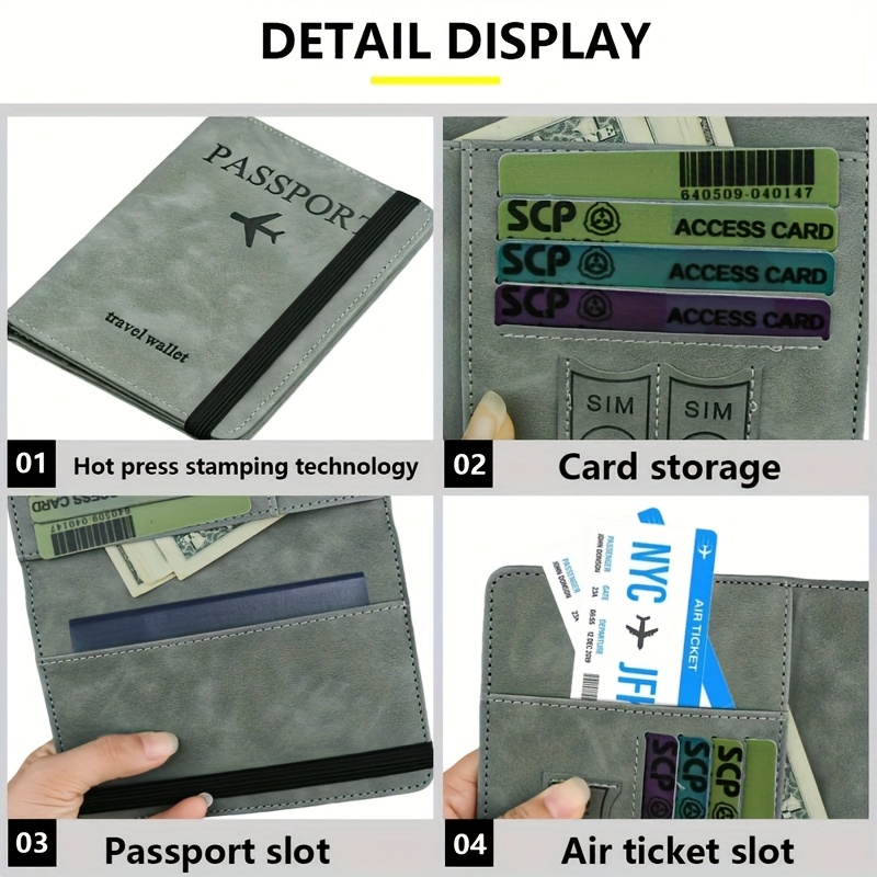 1pc Stylish RFID Passport Holder with Multi-Functional Travel Wallet and Cute Card Holder