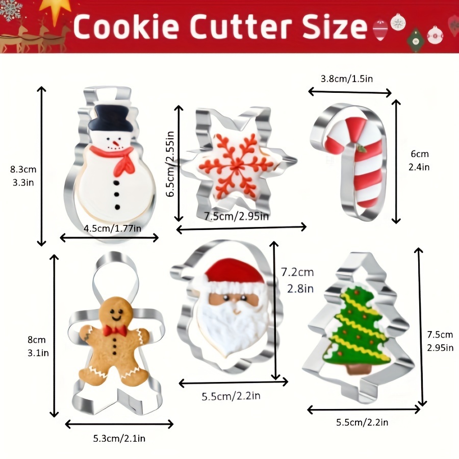 6pcs set stainless steel christmas cookie mold set suitable for making cakes biscuits etc diy baking tools kitchen props baking tools cake decorating   decorative molds themed baking tools   baking tools durable molds baking set kitchen gadgets holiday cooking bakers and pastry chefs best for christmas   thanksgiving christmas cookie cutter stainless steel cookie cutter christmas tree cookie cutter Product details 4