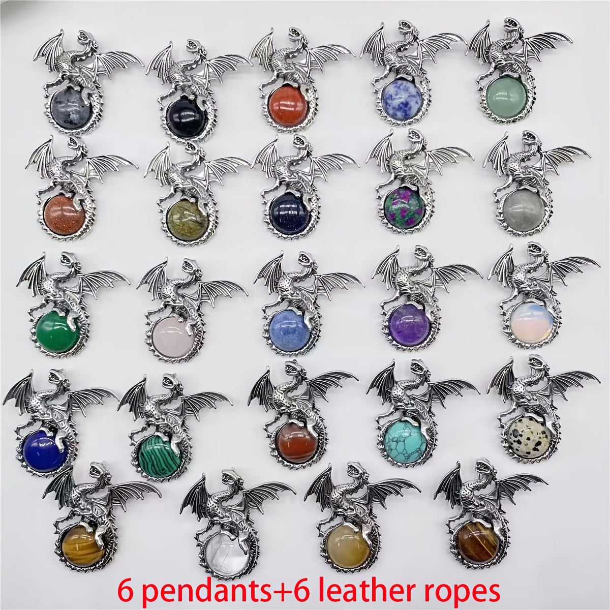 TEMU 6/12-teiliges Set Halsketten-Anhänger mit schönem, geflügeltem fliegendem Drachen aus , perfektes Feiertagsgeschenk für Valentinstag, Vatertag
