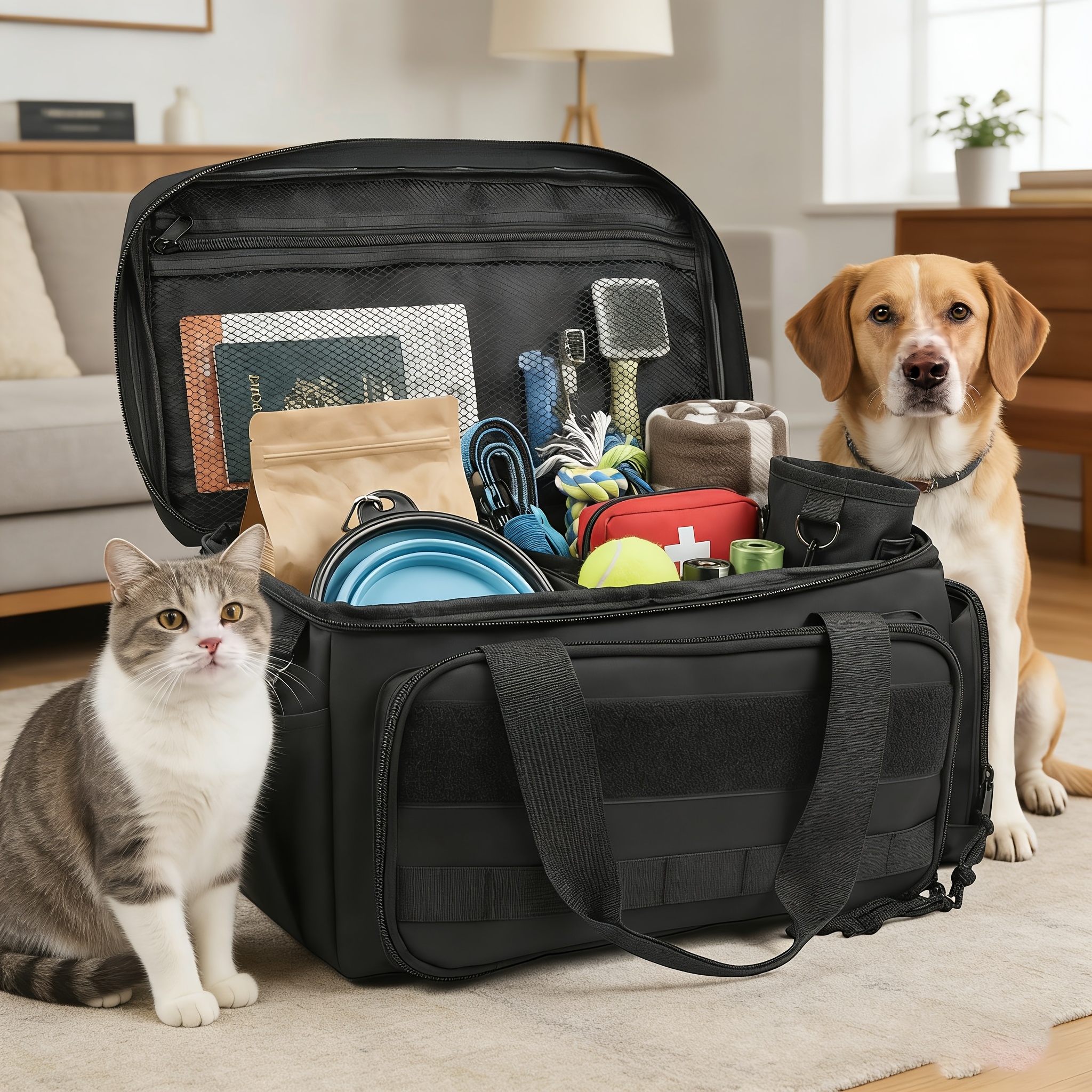 E-shop Tragbare Organizer-Tasche für Haustierbedarf – Eine geräumige Tragetasche für Hundespaziergänge mit mehreren Fächern, leicht zu reinigender