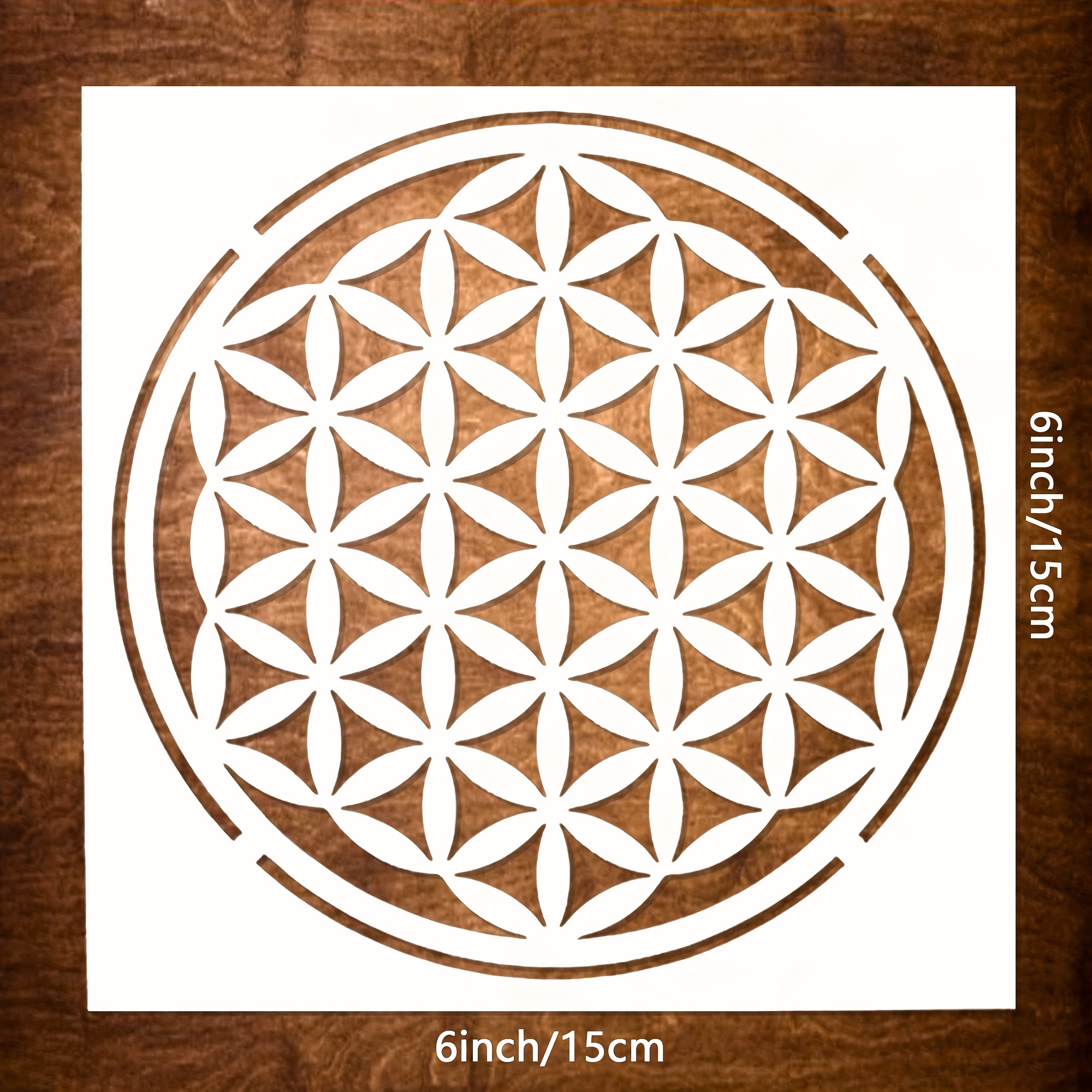 1pc 6x6 Inch Mandala Flower Of Life Reusable Stencils - Laser Cut Painting Stencil For Floor Wall Tile Fabric Decor
