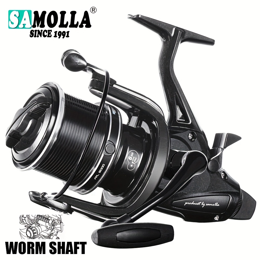 

Samolla High-performance Reel For Big Carp - 8000-12000 Series, Dual Drag Up To 55lbs, 6+1bb, Aluminum Alloy, Black - Ideal For Saltwater & Freshwater Fishing