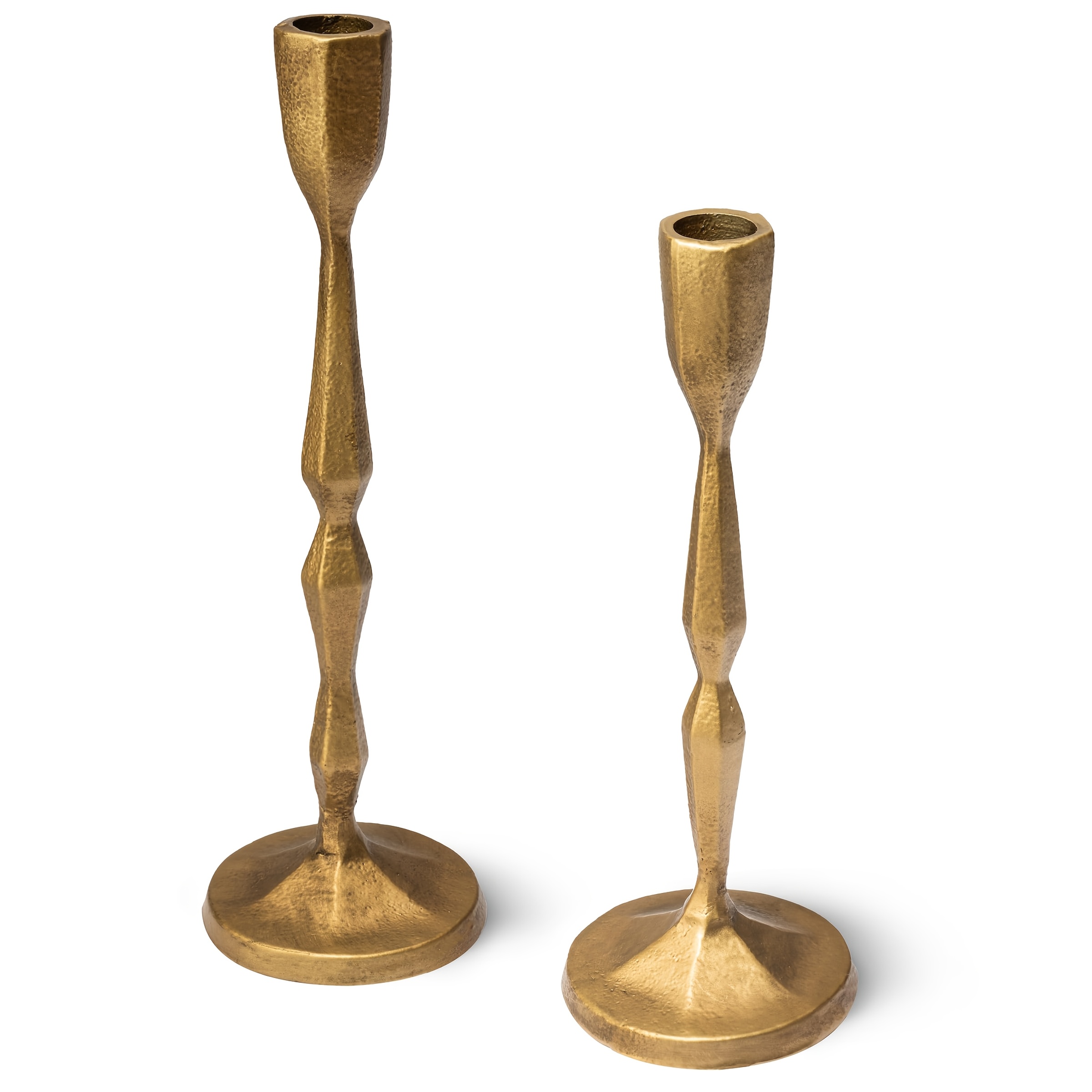 Golden Candlestick Holders - Heavy Duty Cast Iron Candle Stick Holder Set of 2 - Unique Taper Candle Holder for Entryway, Table Decor Or Housewarming Gift