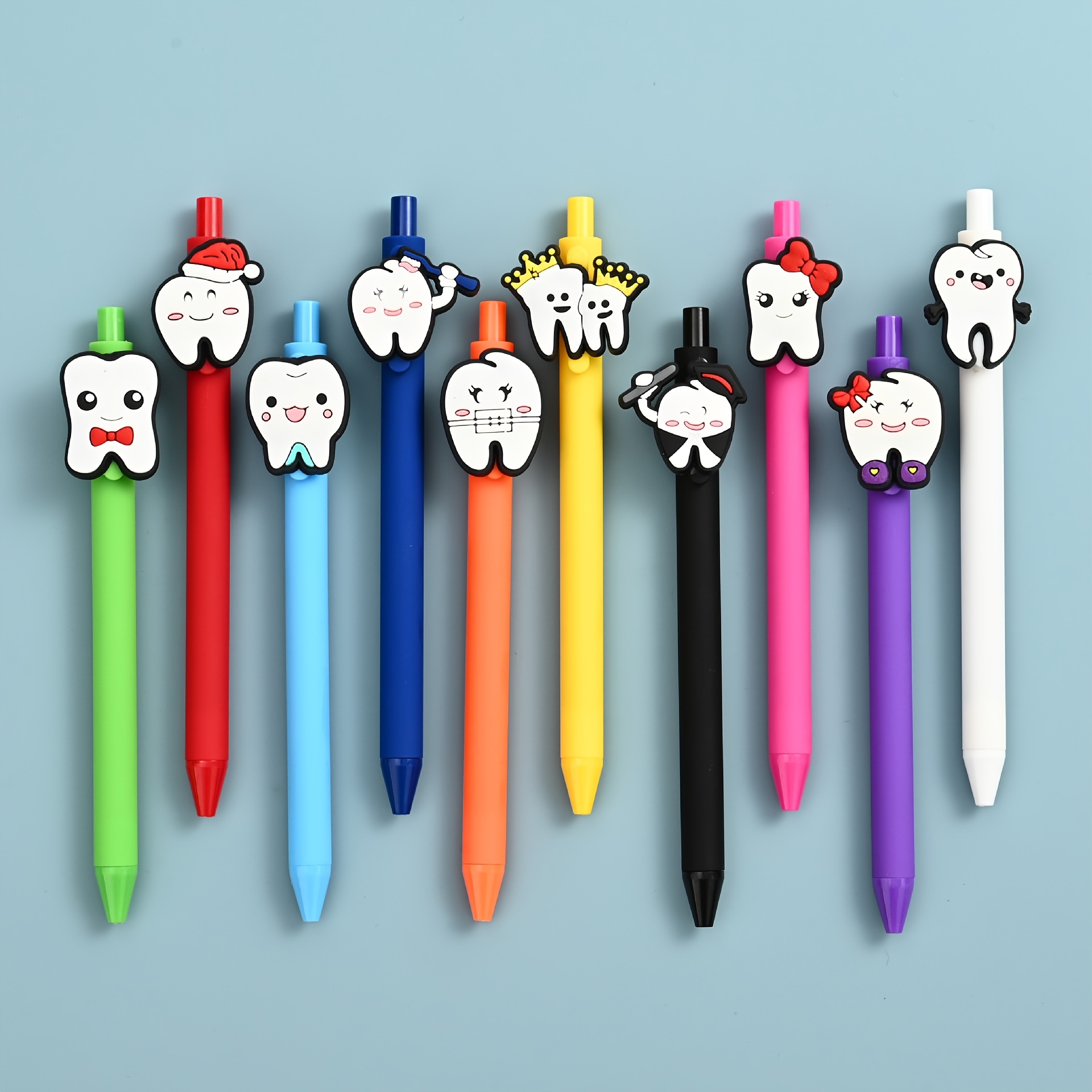 

10pcs Nurse Pen, Simple Solid Soft Teeth Styling Ballpoint Pen, Cartoon Glue Spray Gel Pen, Random Color