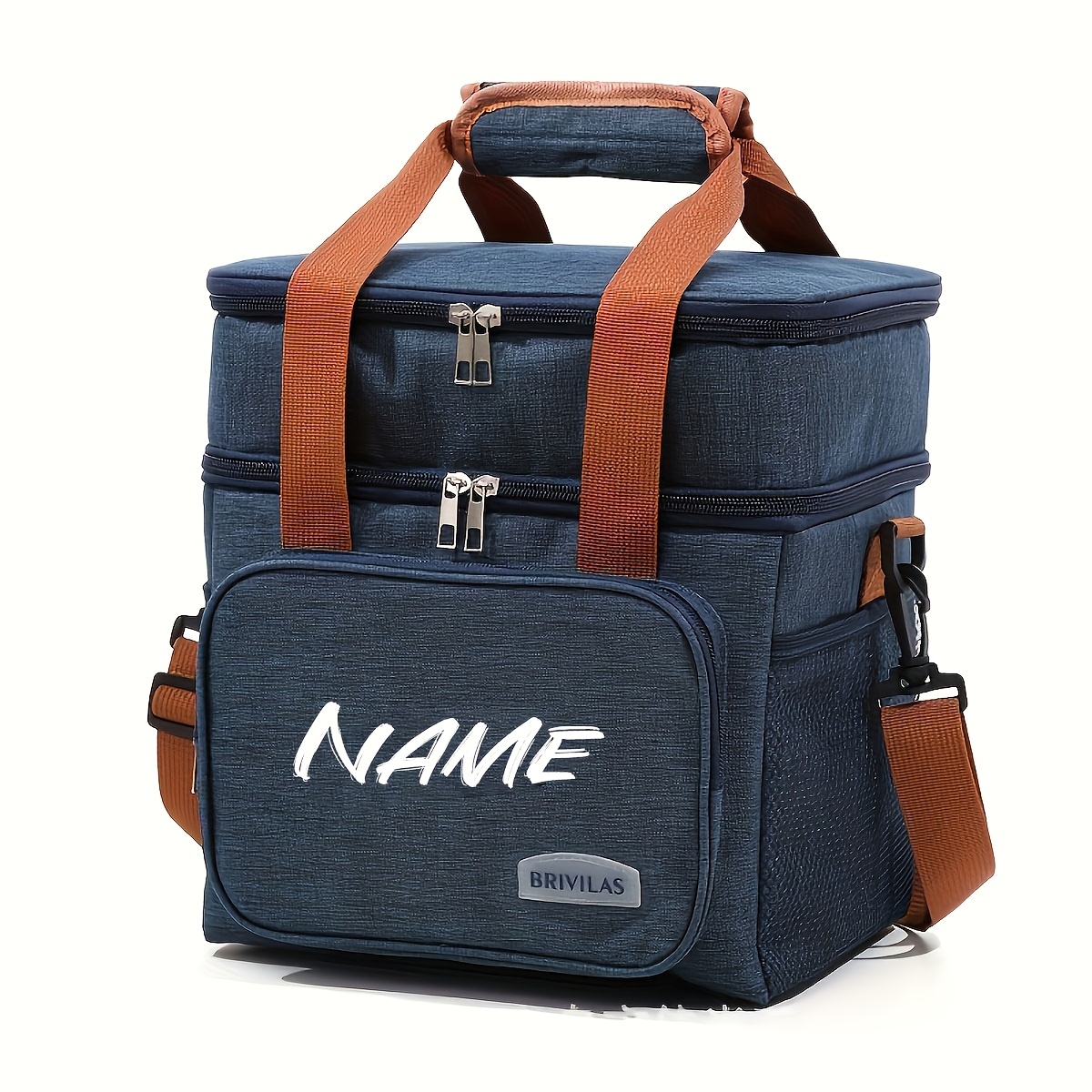TEMU Insulated Lunch Bag With Name/text - Large Tote Suitable For School, Work, Picnic - Non-food Contact -compatible For Lunch Box & Storage, Zipper