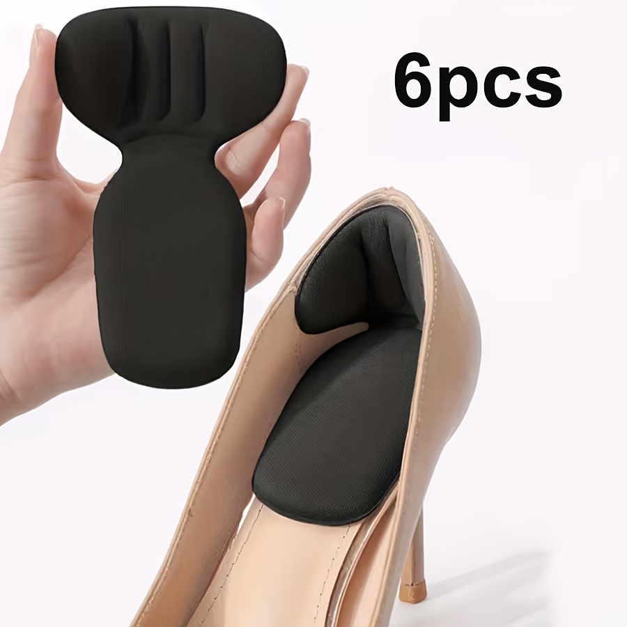 TEMU 6 Thickened Anti-wear Heel Pads, Soft Non-slip Half Insoles For , Featuring Foam Cushioning To Reduce Pressure. The Adjustable T-shaped Pads Cut