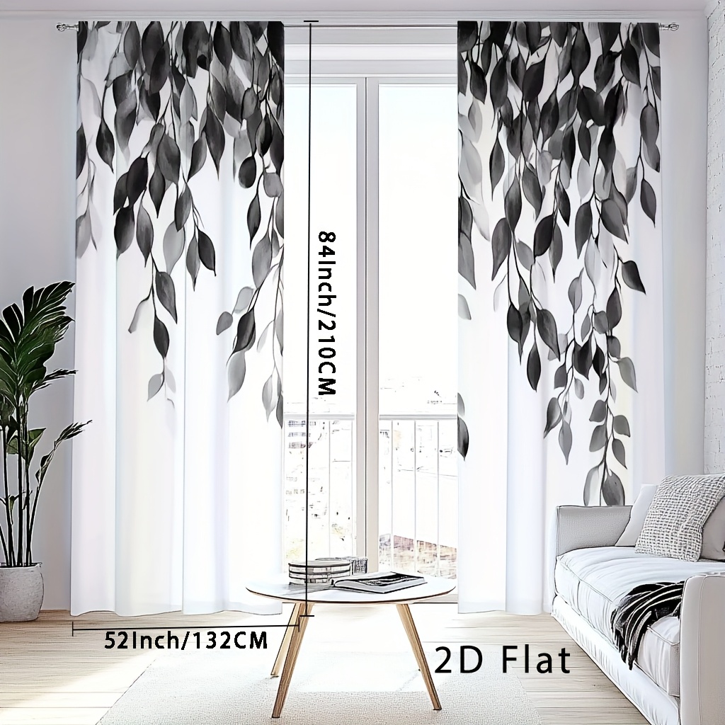 TEMU 2pcs, Pattern Curtain, Patio Curtains, Lightweight Curtains, 108 Inch Curtains, Thin Blackout Curtains, Window Drapes For Living Room,