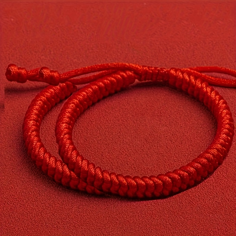 Adjustable Red Cord Bracelets with Weave Pendant