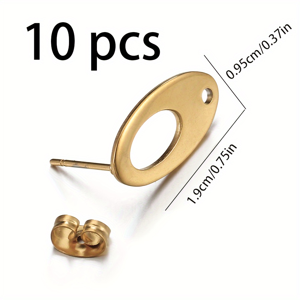 10pcs Stainless Steel Earrings Making Findings Oval Shape Ear Studs Dangle Earrings Earplugs For Jewelry Making Additions