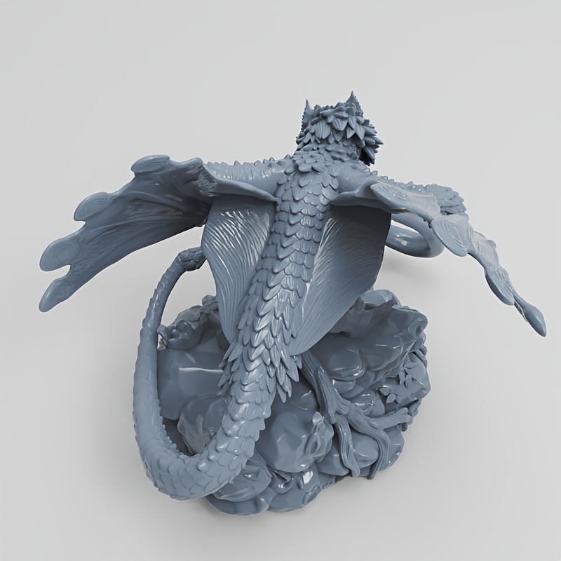 TEMU High-detail Tree-based Long-tongued Flying Fantasy Creature Decorative Figure Miniature Model - Unpainted Resin Model With Permanent Base, Solid