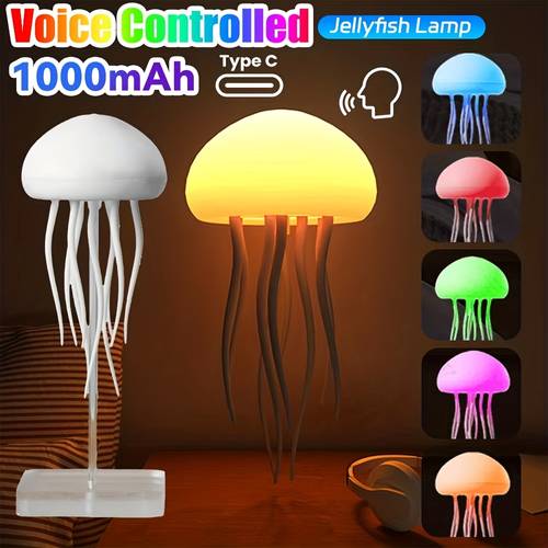 2026 controlled jellyfish shaped lamp with its dancing rgb gradient jellyfish bedside lamp touch sensitive holiday decoration enhancing the atmosphere dynamic jellyfish automatically turns off