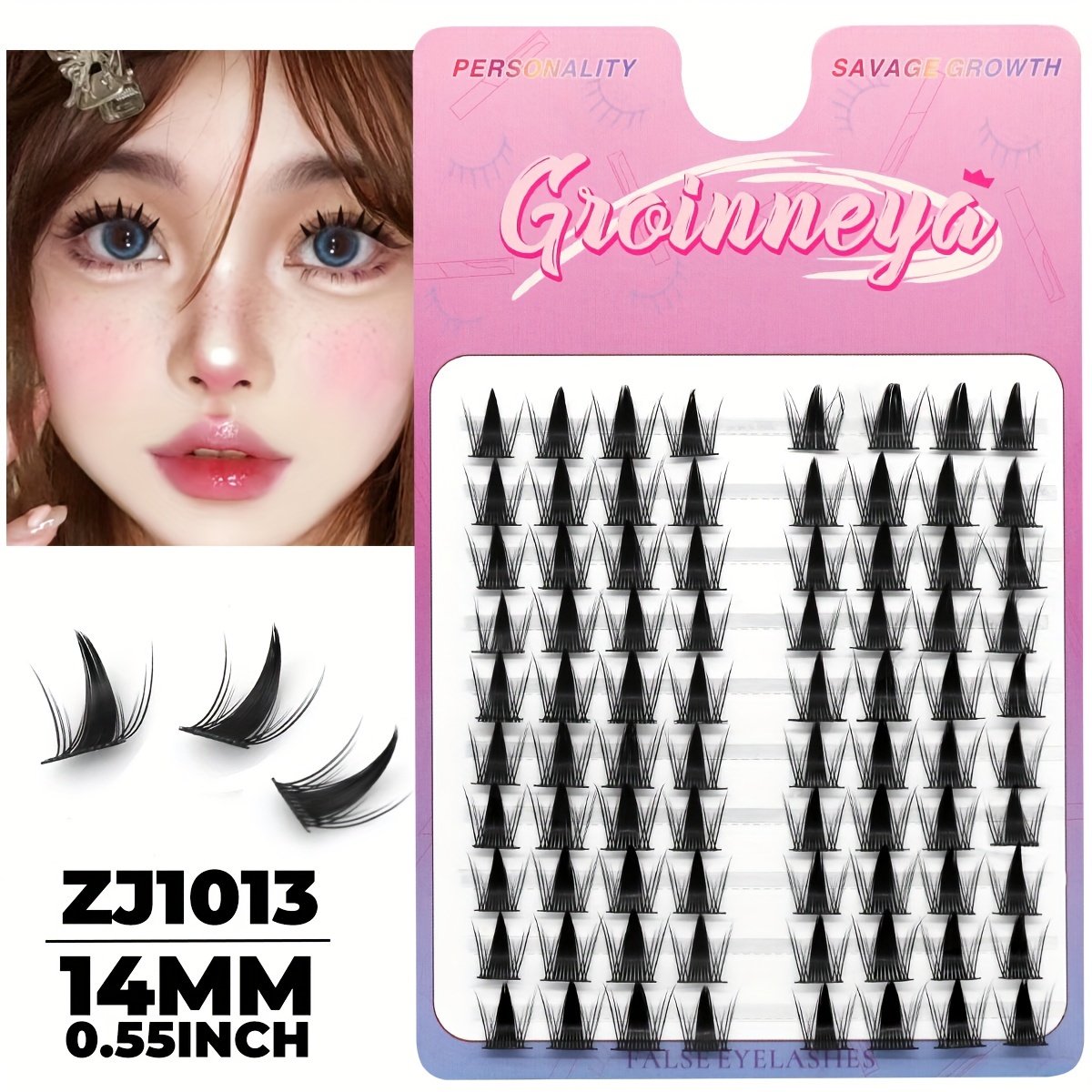 Image of Groinneya 80pcs Individual Lashes Wet Look Lash Clusters Anime Spiky Diy Lashes Curly Wispy Cluster Lashes Natural Look False Eyelashes For Beginners, Cosplay, Daily, Halloween Day Makeup