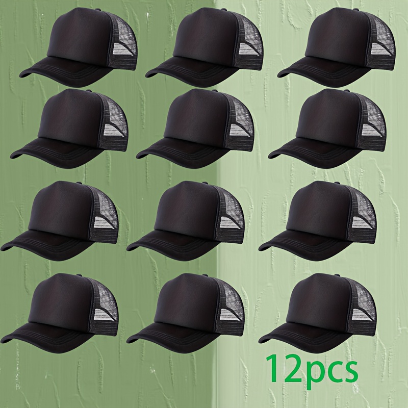 12pcs Custom DIY Pattern Printed Mesh Baseball Caps, Fashionable Style