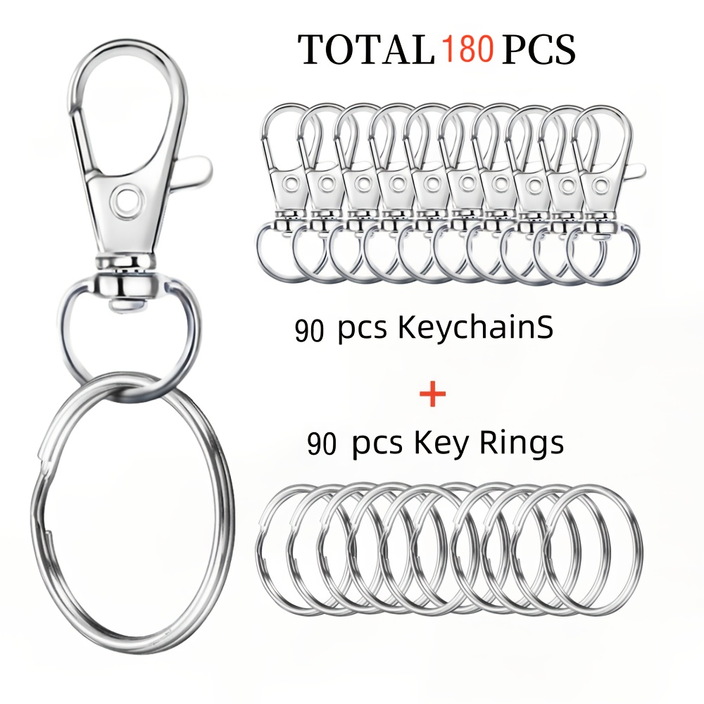 20 30 50 70 90 120 150 180pcs 3 1cm 1 22inch swivel lobster clasp keychain set with key rings   used for making mobile phone chains bag ornaments car keychains craft making additions halloween