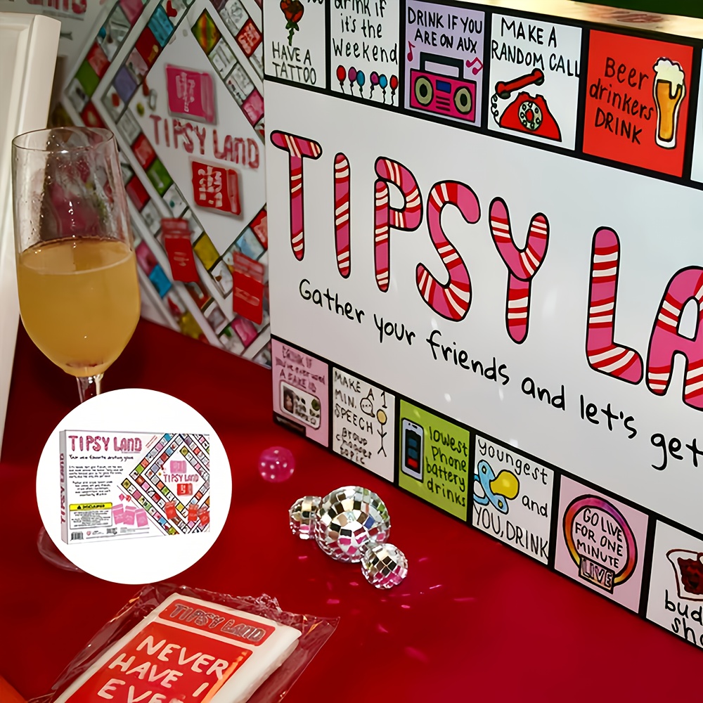 Ideal For 1pc Holiday Party, Fun Adult Game For Bachelor Party, Splash-proof Card Board Game For New Year Celebrations, Girls Night, Friends, Christmas, Thanksgiving, Drunken Land Drinking Game