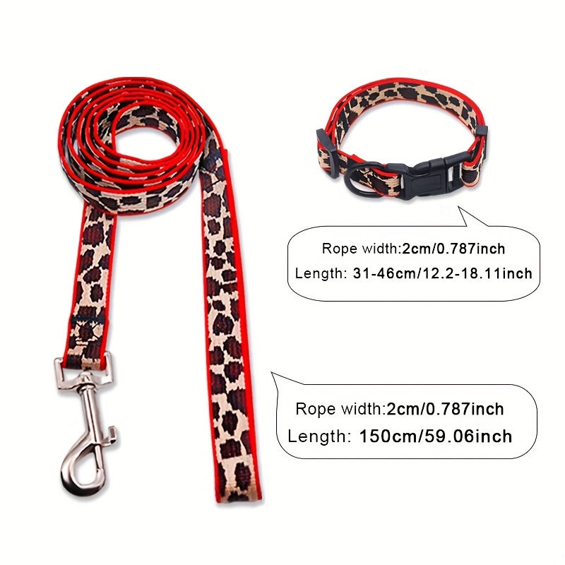 E-shop Verstellbares Leopard-Print Hunde Leinen- und Halsband-Set zum Auslaufen. Hochwertiges Erscheinungsbild und Langlebigkeit. Geeignet für kleine,