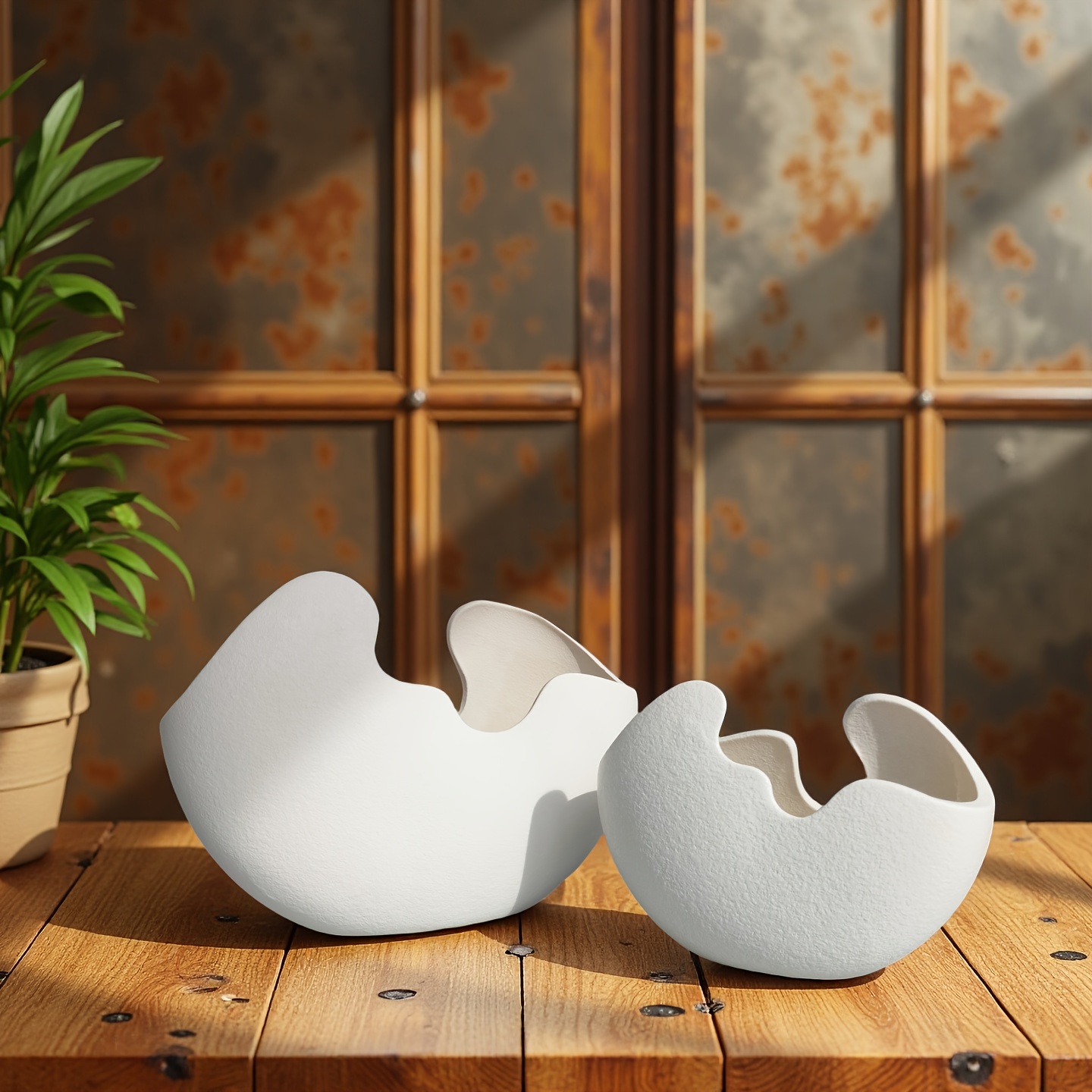 A Set of Two Ceramic Decorative Vases, Pure White in Two Sizes, Suitable for Tabletop Decoration, Home Decor, Office Decor, Wedding Venue Decoration, Party Decoration, Holiday Gifts, And Birthday Presents