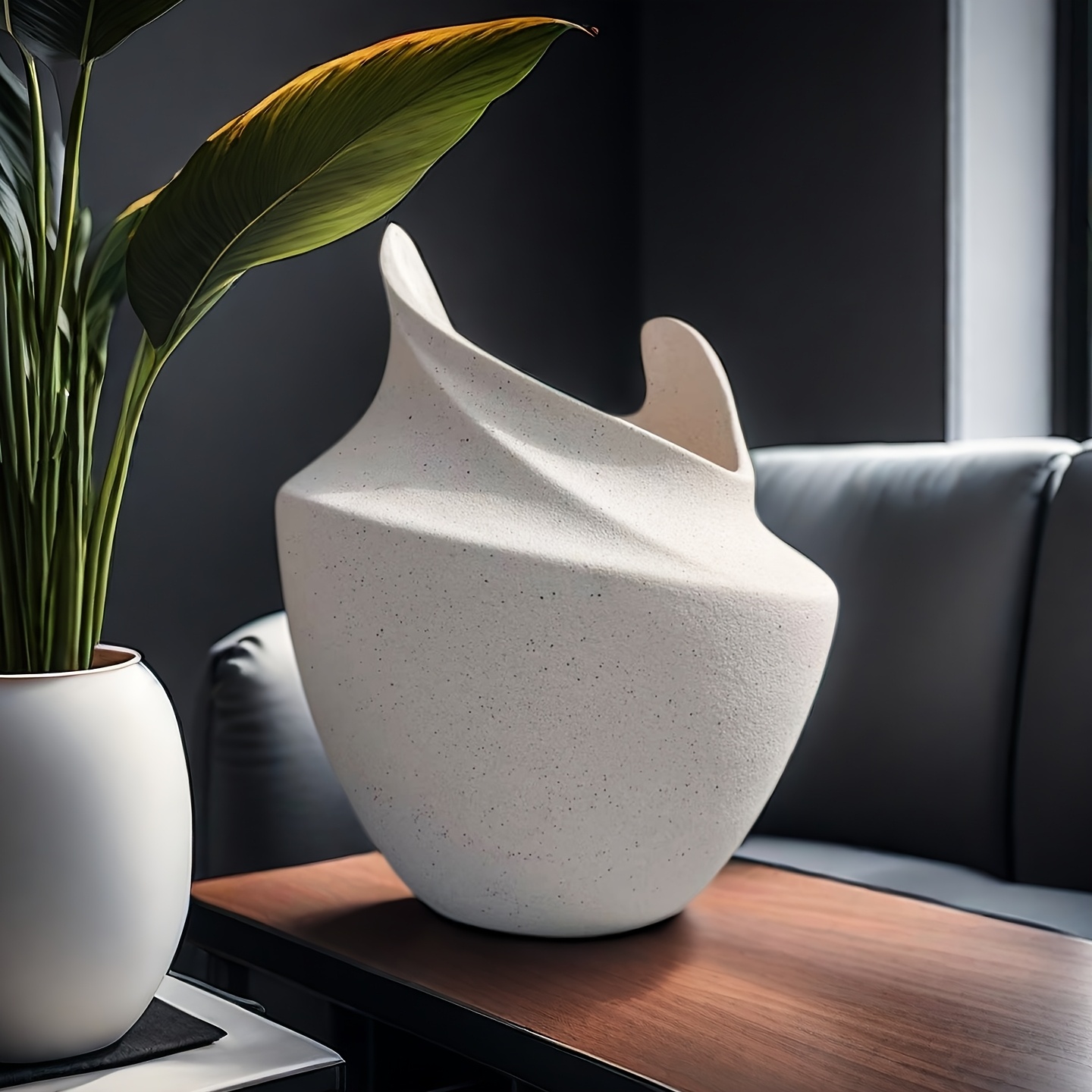 Modern Matte Ceramic Vase - Minimalist Large Cylindrical Flower Pot with Matte, Waterproof Interior for fresh or artificial flowers, Indoor/Outdoor Plant Holder for home, Wedding, Office Decor - Geometric Modern Vase for large Floral